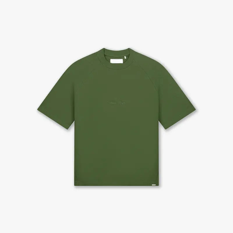 Croyez Waffle Raglan T-Shirt | Forest Green