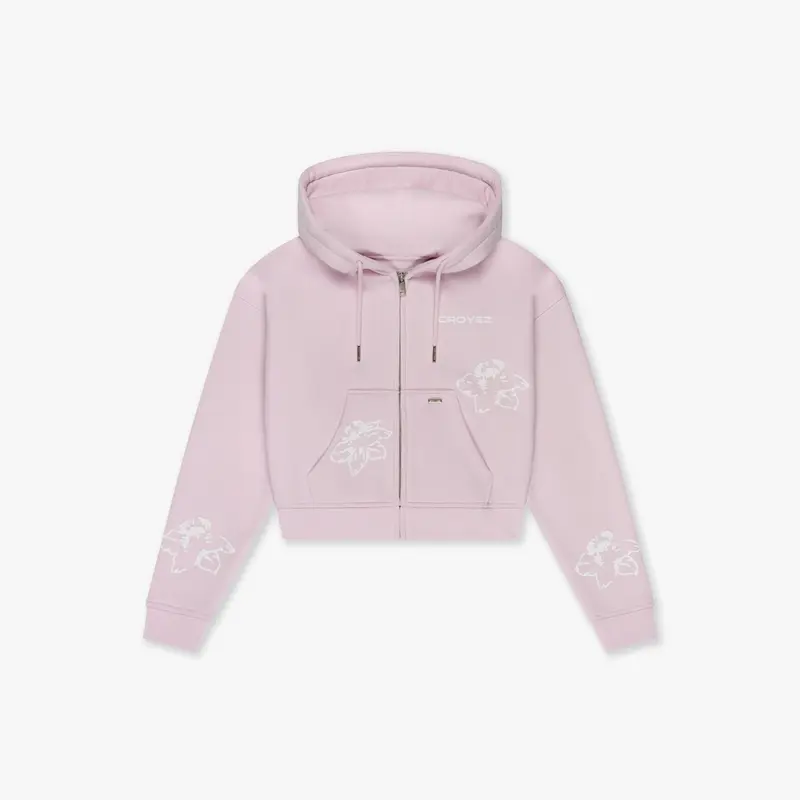 CROYEZ WOMEN FLOWER ZIP HOODIE | PINK