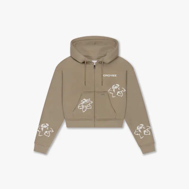 CROYEZ WOMEN FLOWER ZIP HOODIE | SAND