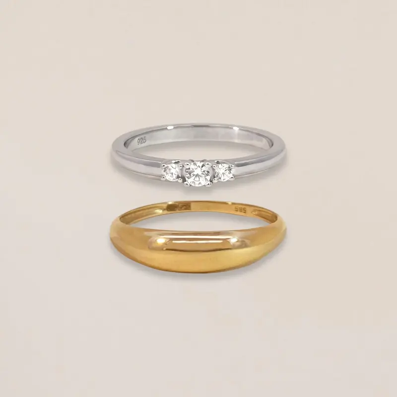 Crystal & Balloon Pinky Ring Set
