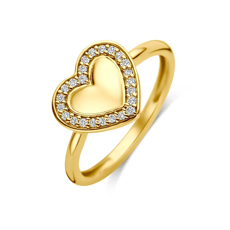 'Cuore' 14 karaat gouden ring lab grown diamant 0,11 ct