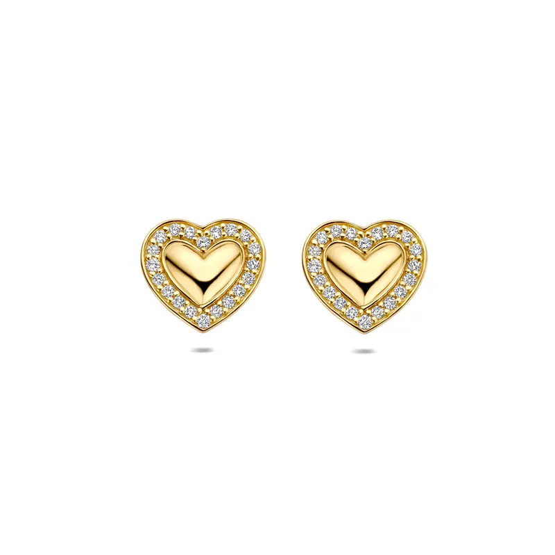 'Cuore' 14k gouden hartjes oorknoppen lab diamant 0,20 ct