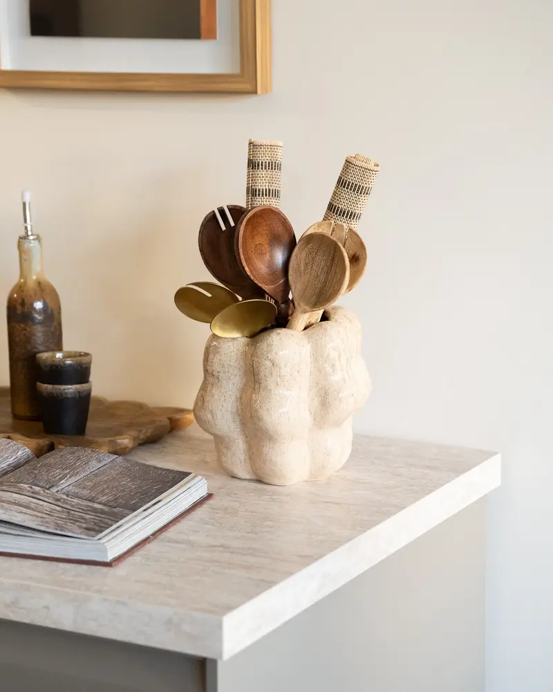 Cutlery Jar Keramiek Cream