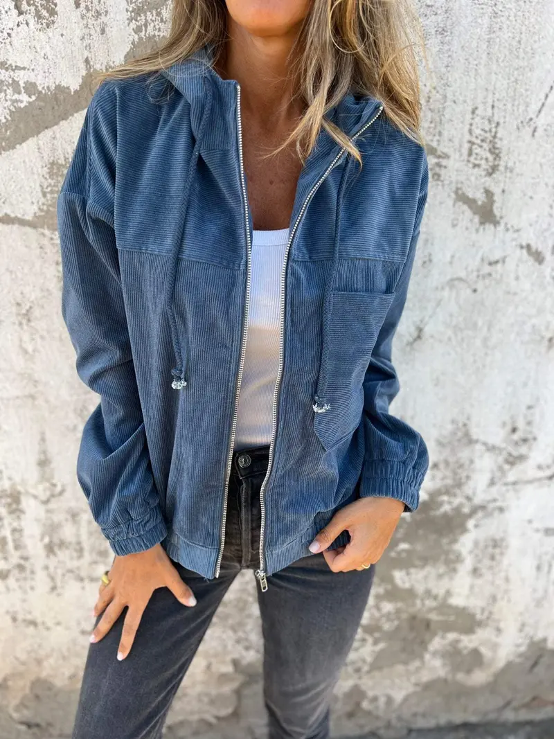 Damen Herbst-Freizeitjacke mit Kapuze und Reißverschluss – Liana