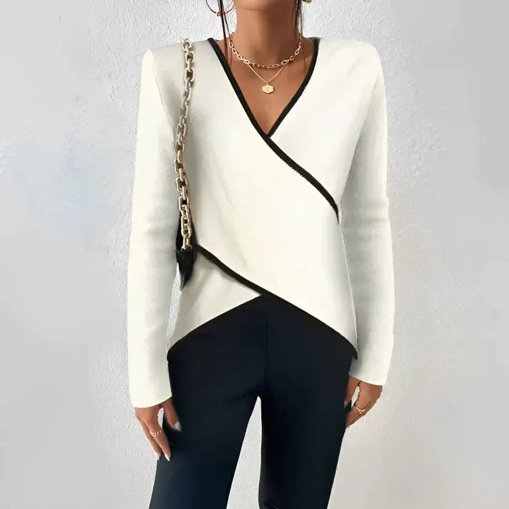 Damen Herbst-Shirt mit V-Ausschnitt - Mara