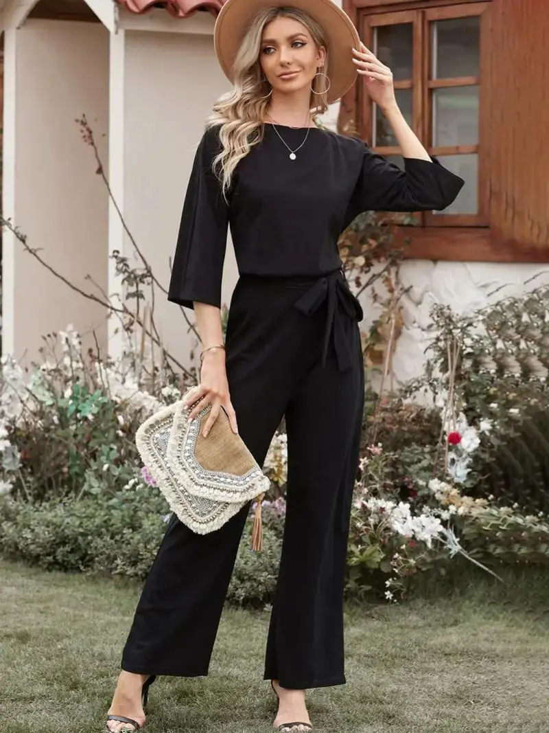 Damen-Jumpsuit mit Bindegürtel – Selina Herbstedition