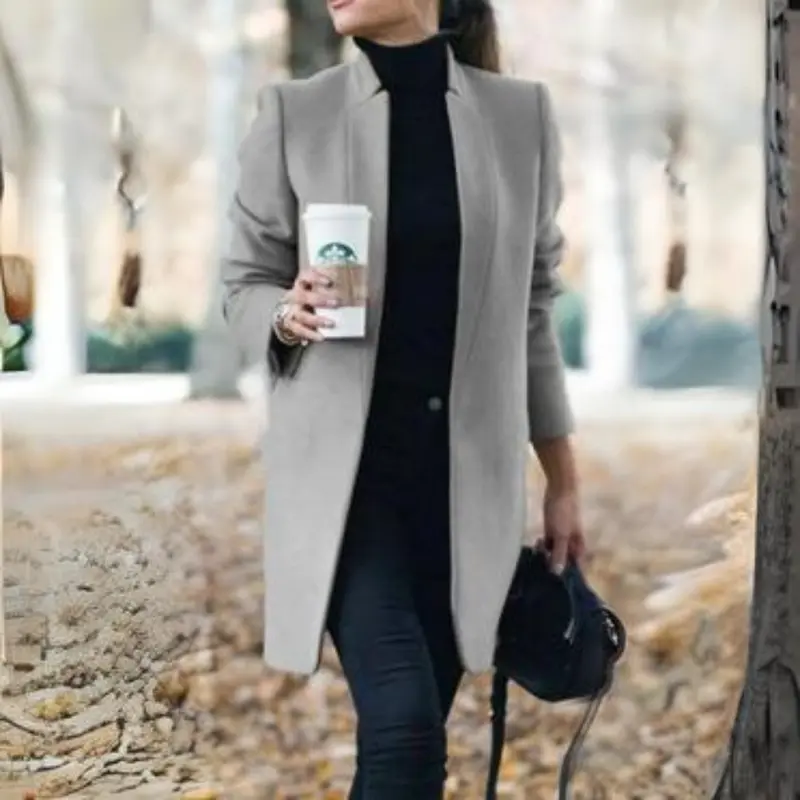 Damen Stehkragen Wintermantel mit zeitlosem Design – Reginel