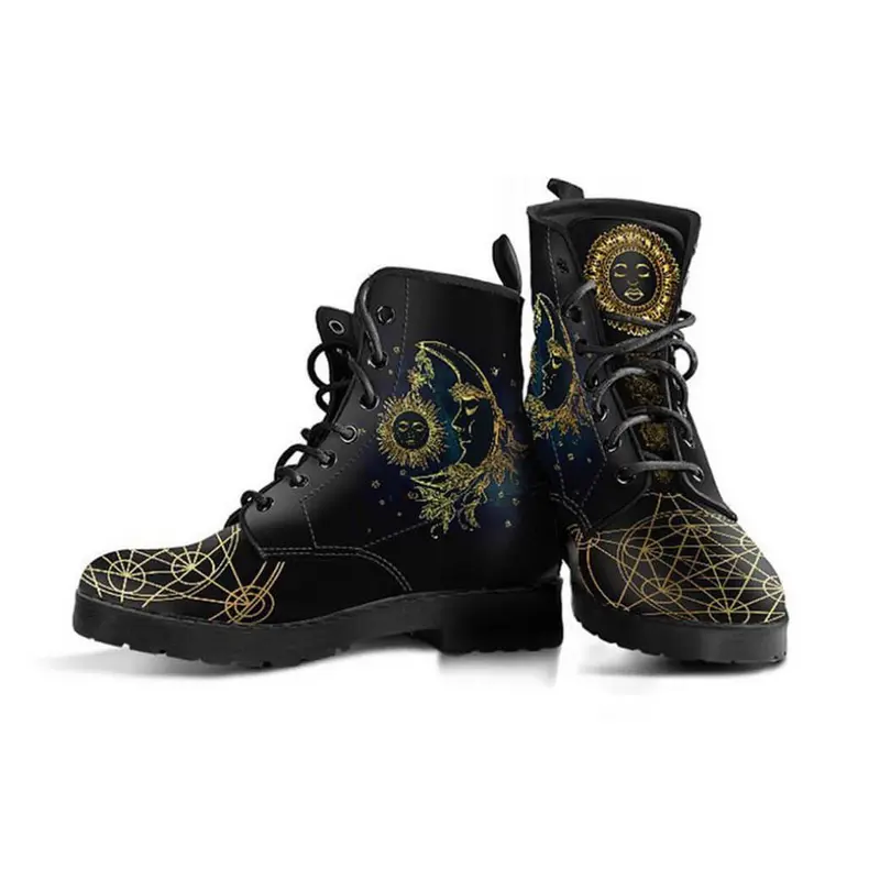 Damen-Stiefeletten mit Herbstlaub- und Mondmotiv – Selene