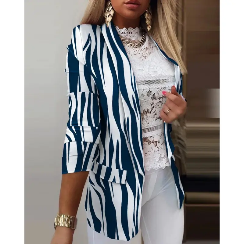 Damenblazer mit Reverskragen und herbstlichem Print - Bella