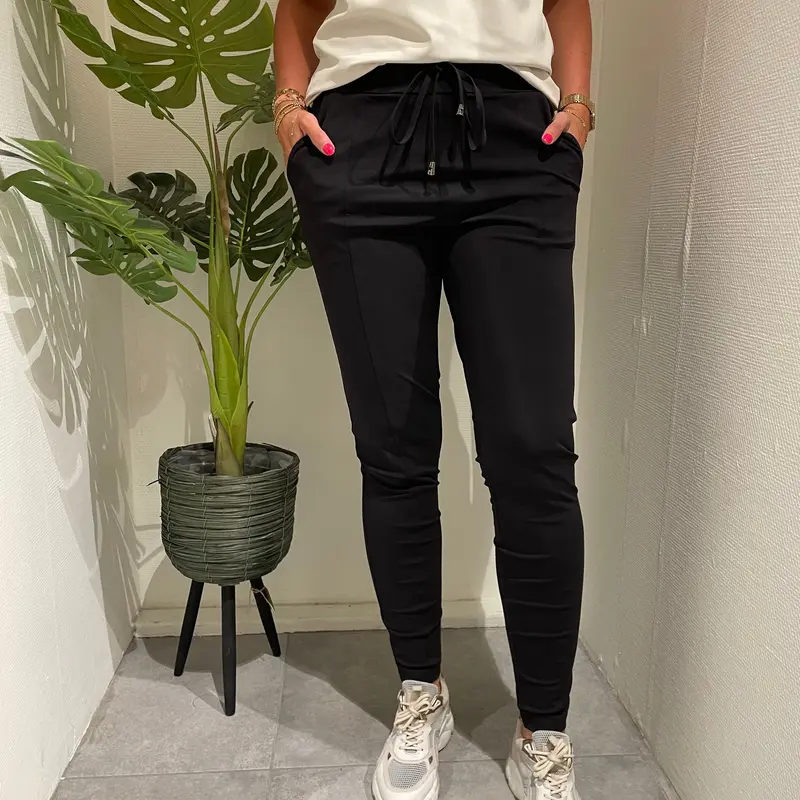 Danja - Mi Piace - Travelstof Broek - Zwart - 202134