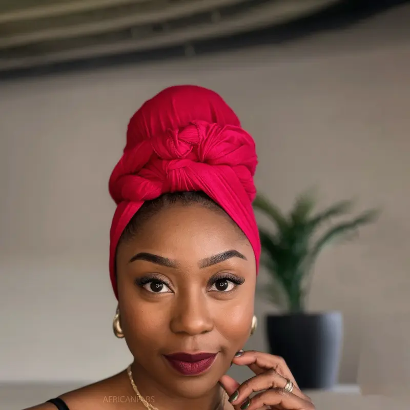 Dark Red Headwrap - Stretchy Jersey Fabric Turban