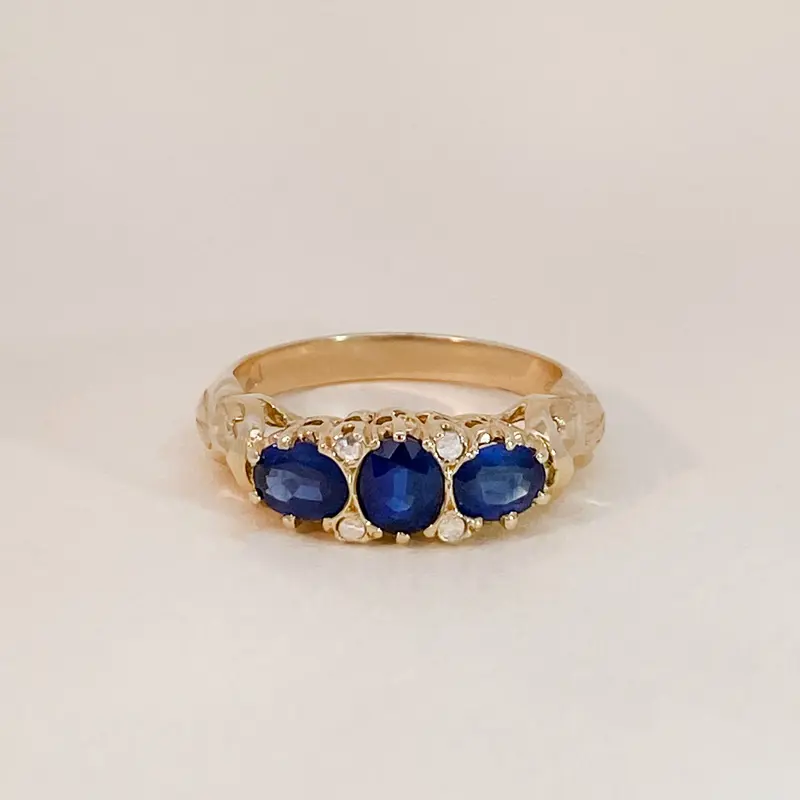 Deep Sapphire Trio Ring