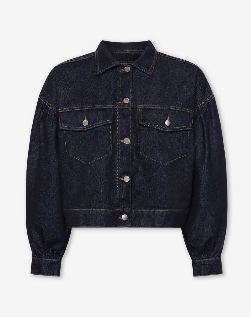 DENIM BALLOON JACKET DONKERBLAUW