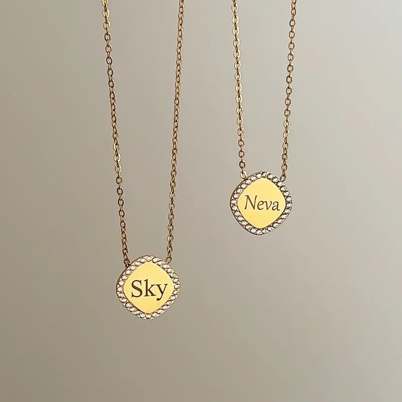 Diamantjes Naamketting Goud | Graveerbare Ketting