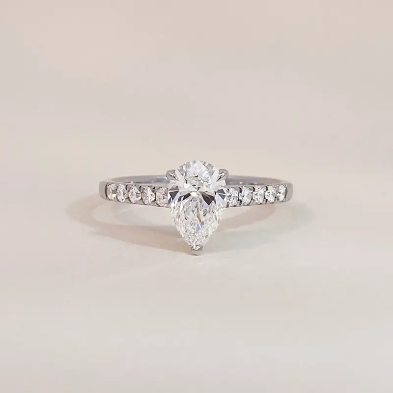 Diamond Drop Ring White Gold
