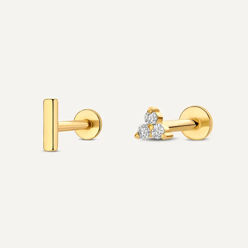 Diamond Lotus Bar Piercing Set (0.02 ct)