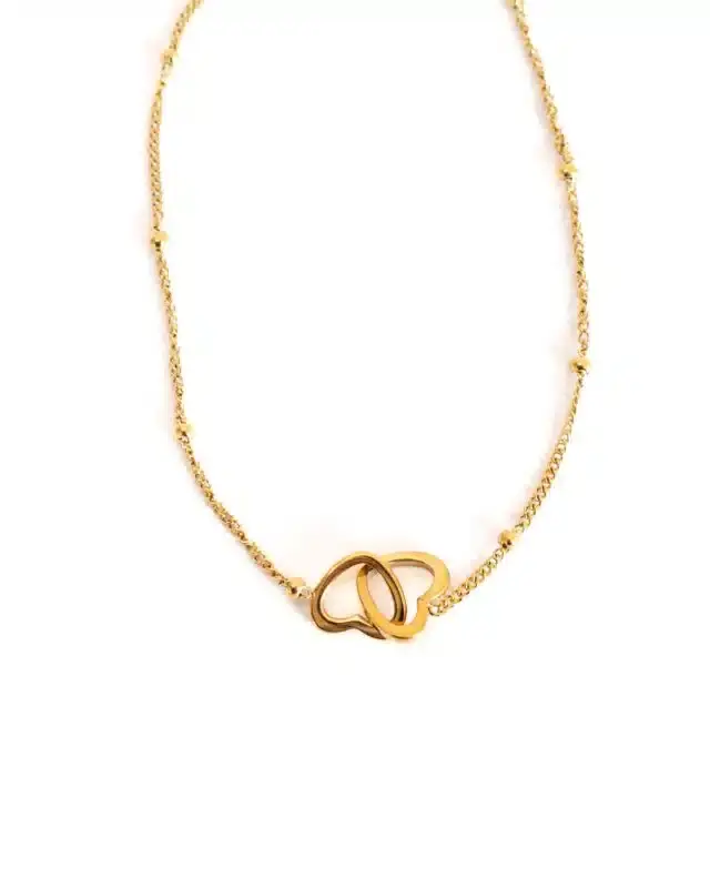 Double - Heart  - Bracelet - goudkleurig -  B1327-2