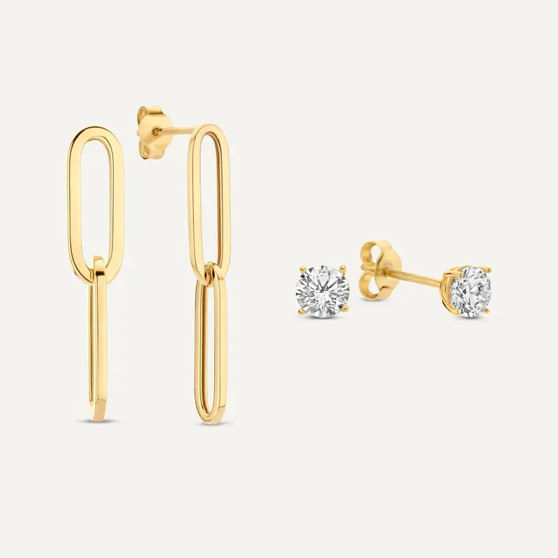 Double Paperclip Zirconia Earrings Set