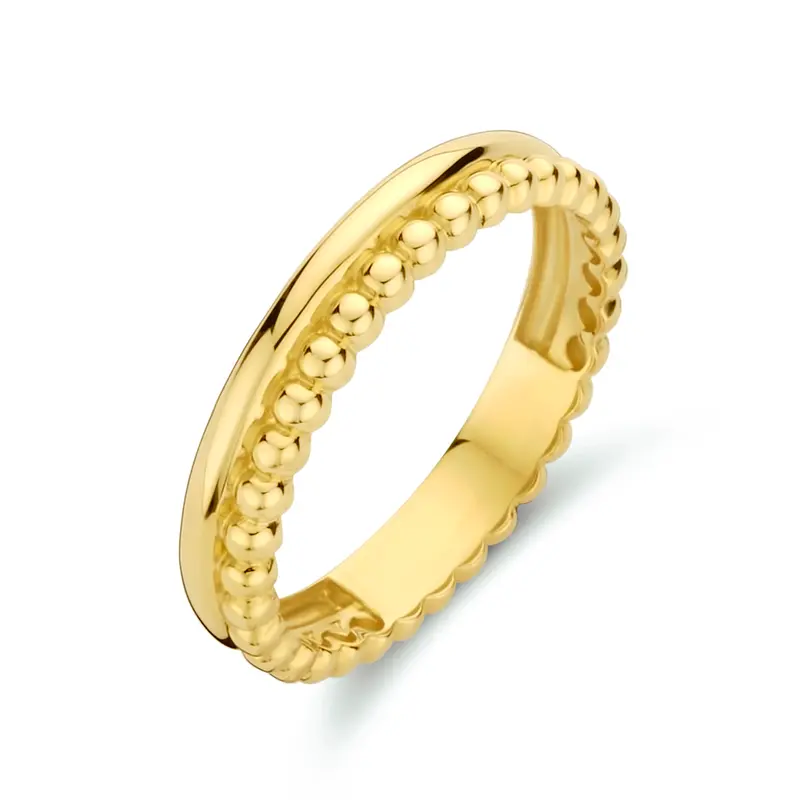 'Duna' 14 karaat geelgouden ring bolletjesrand