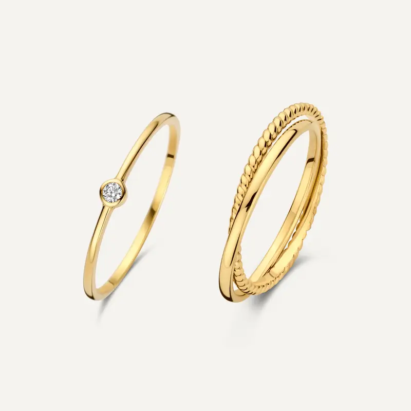 Duo Twisted Zirconia Rings Set