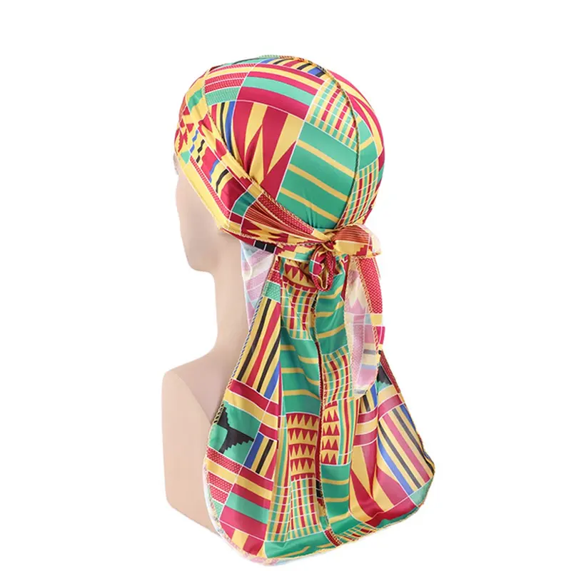 Durag / Du-rag / Do-rag / Bandana - Unisex - Kente print Green