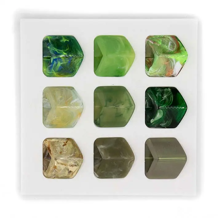Duurzame Display voor Cubes in 3D geprint bio plastic, groen