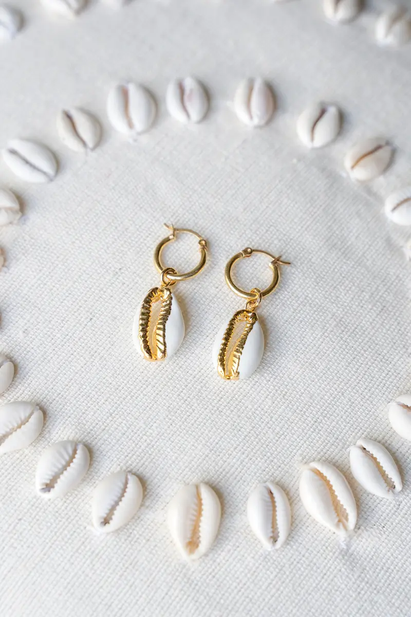 Earring Shiny Shell Gold