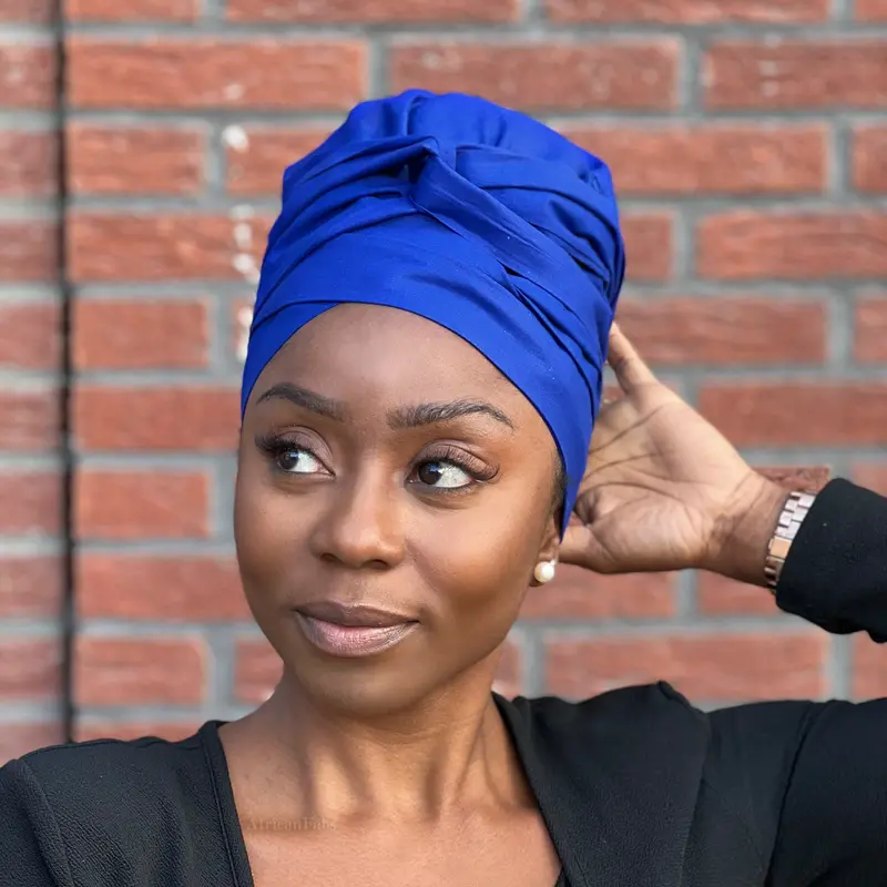 Easy headwrap - Satin lined hair bonnet - Blue