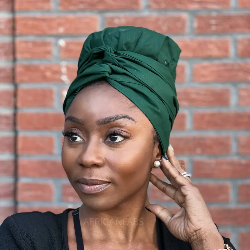 Easy headwrap - Satin lined hair bonnet - Green