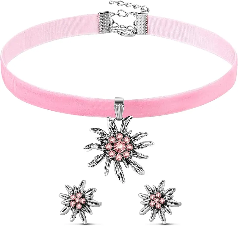 Edelweiß Schmuckset mit Samtband – AlpenRosé Oktoberfest 2025