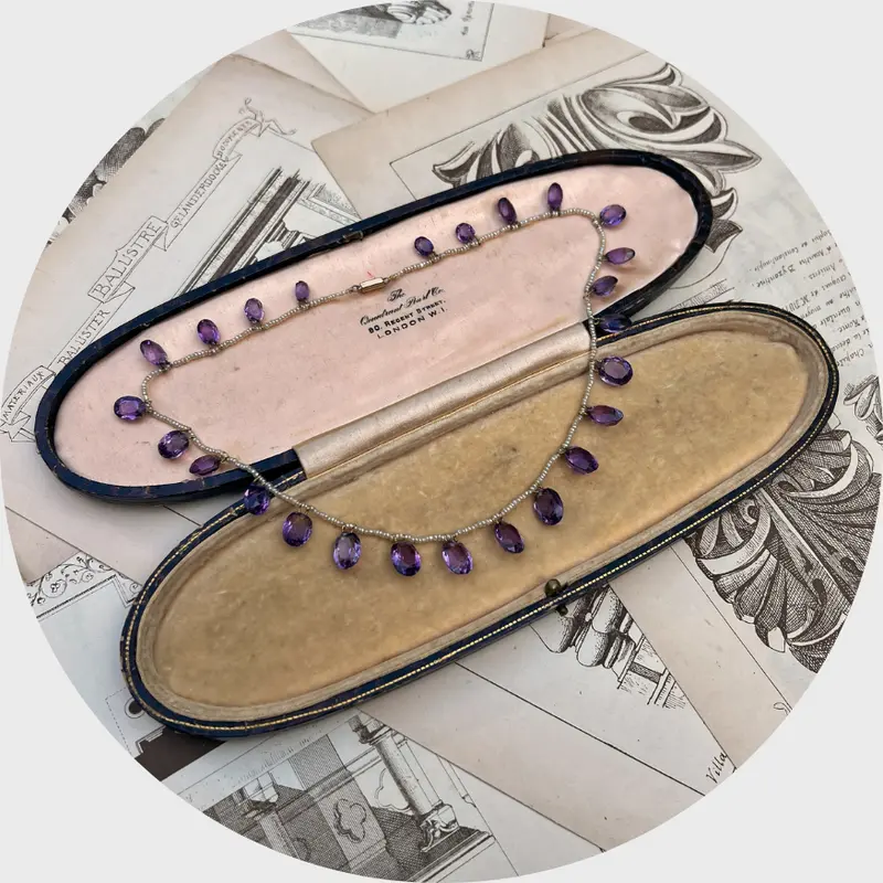 Edwardian Amethyst & Pearl Fringe Necklace
