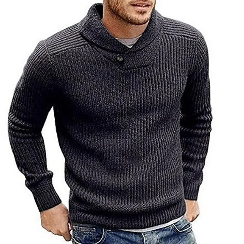 Einfarbiger Herren Winter-Strickpullover – Adrian