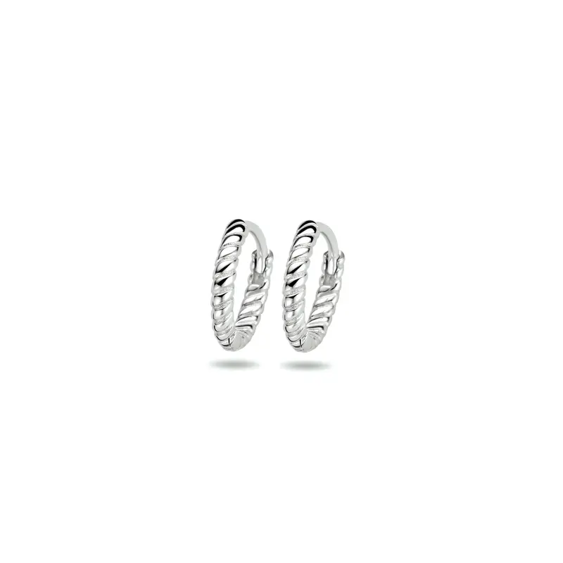 'Eira' 925 gerhodineerd zilveren klapoorringen gedraaid 11 mm