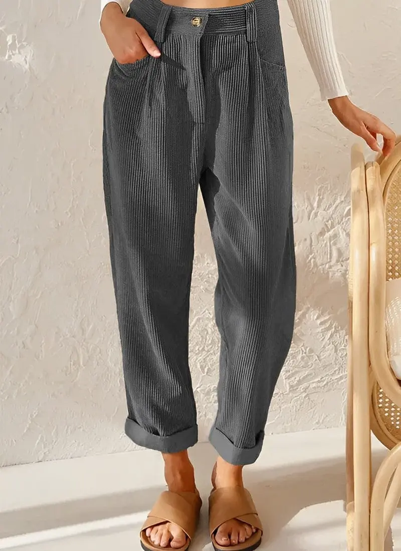 Elegante Damen Cordhose mit Hoher Taille – Naima Herbstedition