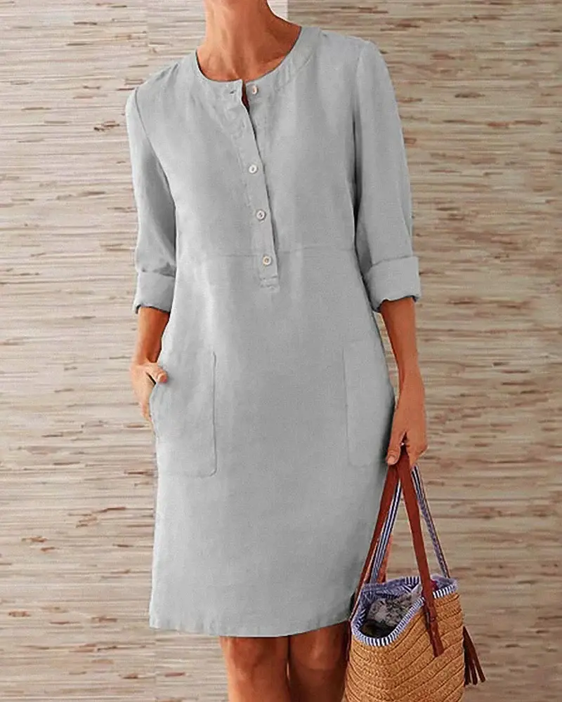 Elegantes Herbstkleid mit Knopfleiste – Allegra