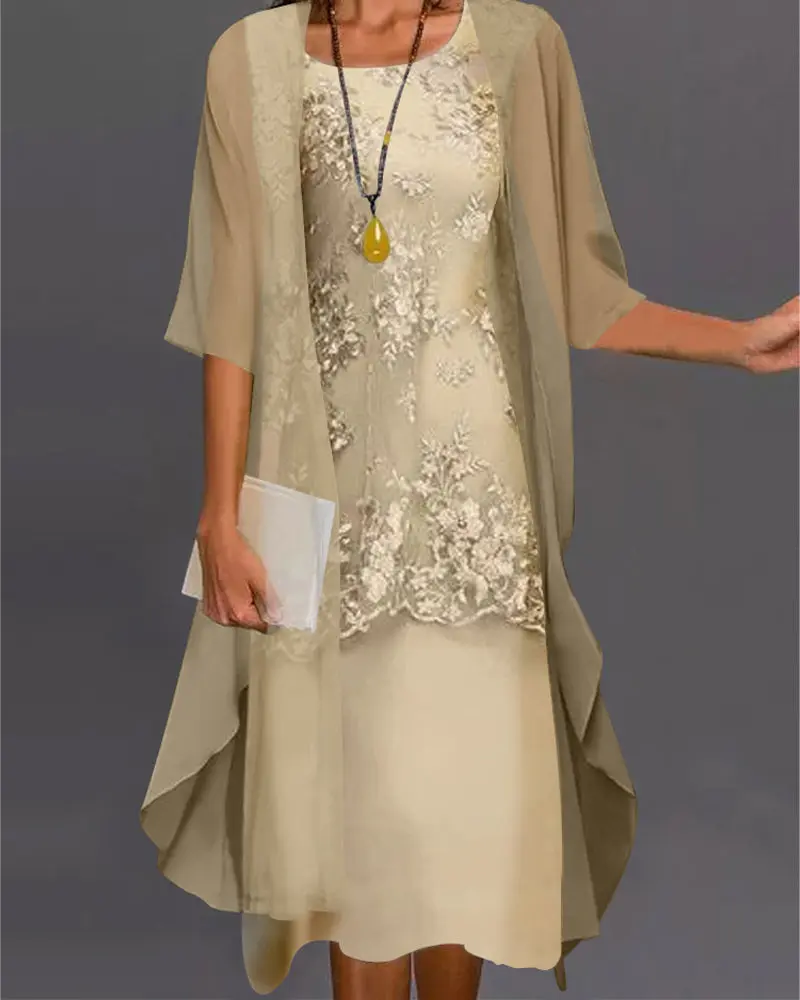 Elegantes Zweiteiliges Chiffonkleid – Viviana Herbstzauber