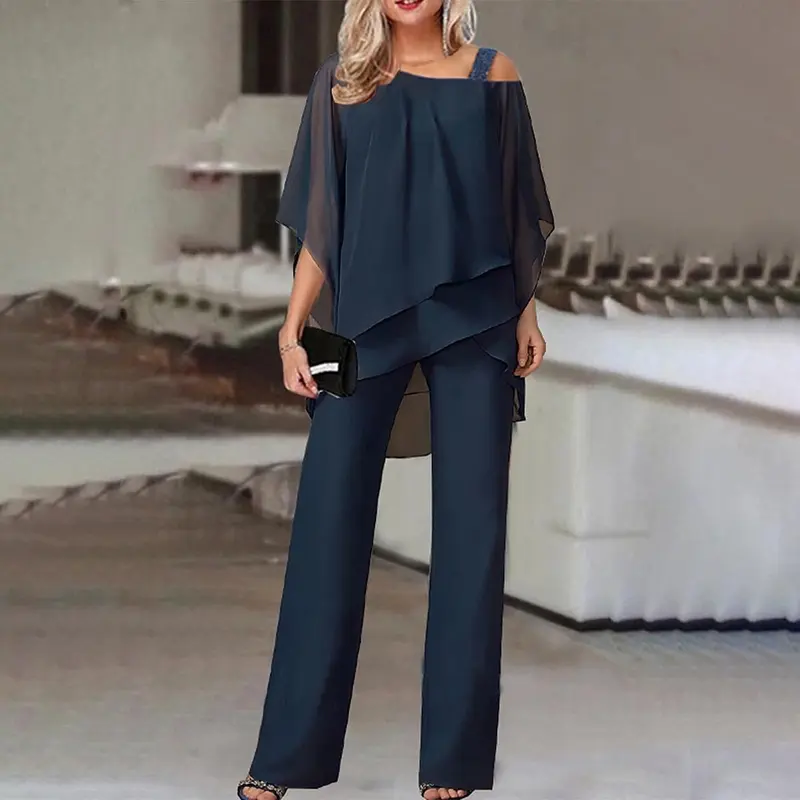 Elegantes zweiteiliges Cold Shoulder Set für Damen - Herbstzauber Edition