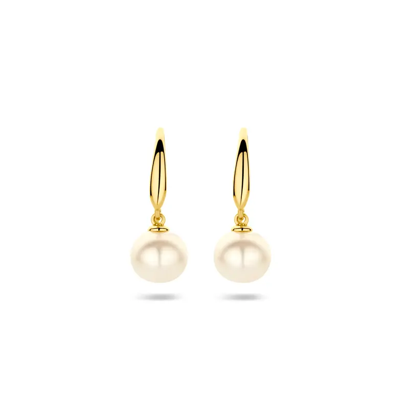 'Elise' 14 karaat geelgouden oorhangers parel