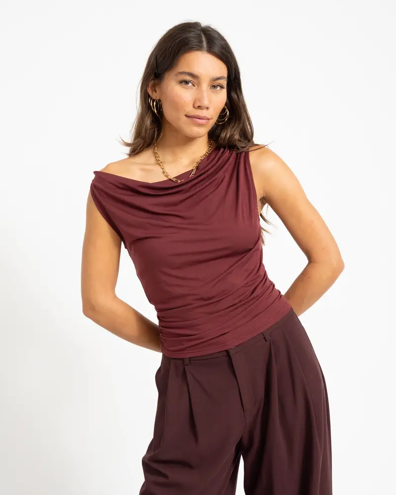 Elizabeth Drapy Top Bordeaux