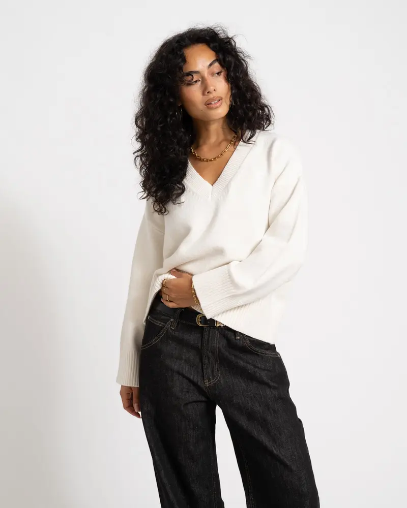 Elsa V-Neck Knit Cloud Dancer