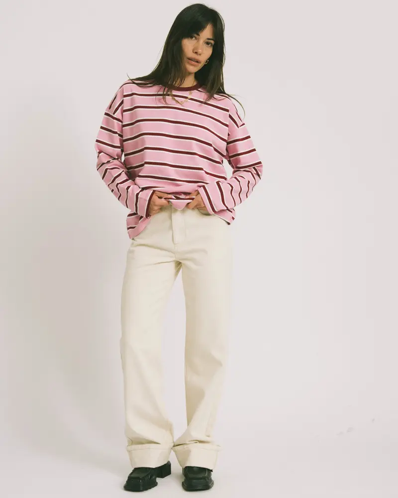 Ember Stripe Sweat Begonia Roze