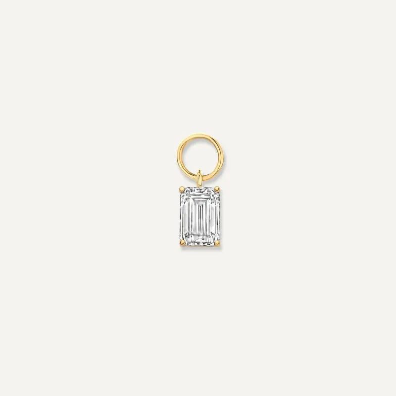 Emerald Cut Cubic Zirconia Hoop Charm