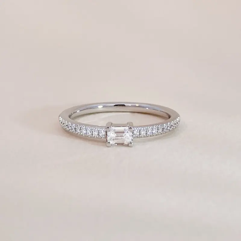 Emerald-Cut Diamonds Ring White Gold
