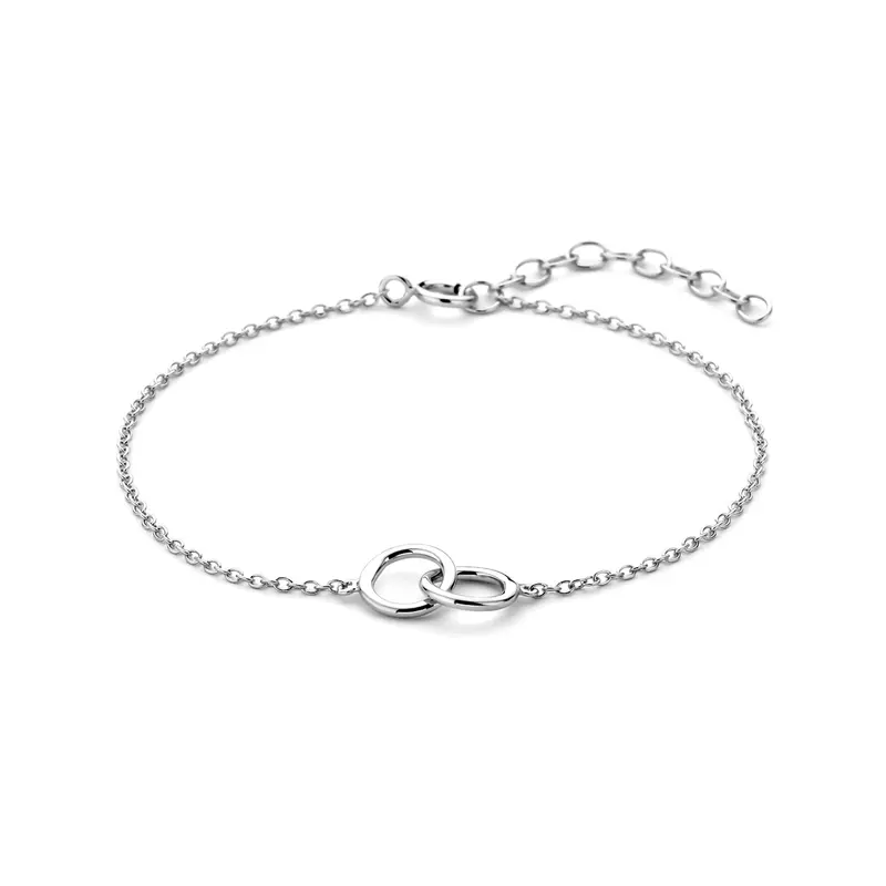 'Enna' 925 gerhodineerd zilveren armband verbonden cirkels