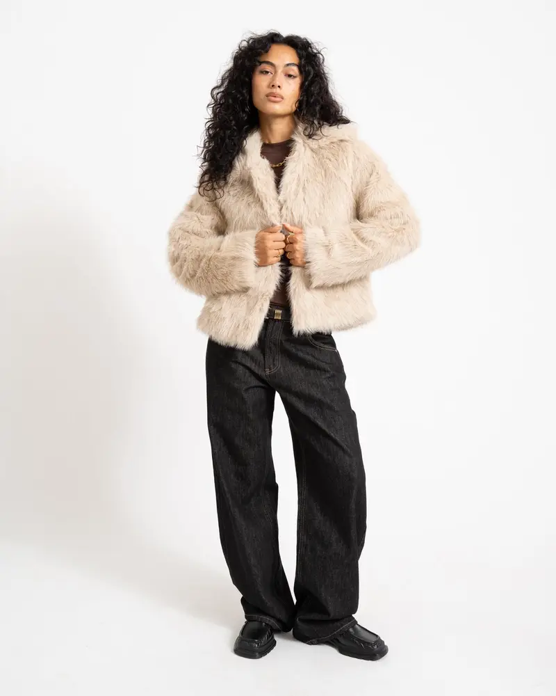 Evie Fur Jacket Oatmeal