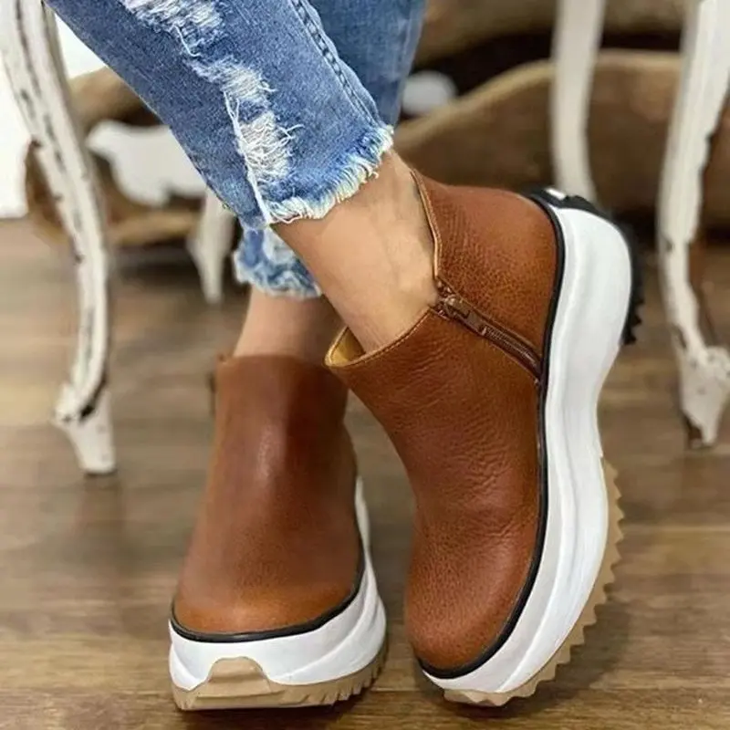 EviesSneaks I Herbstliche Leder Turnschuhe mit orthopädischer Sohle Für Frauen