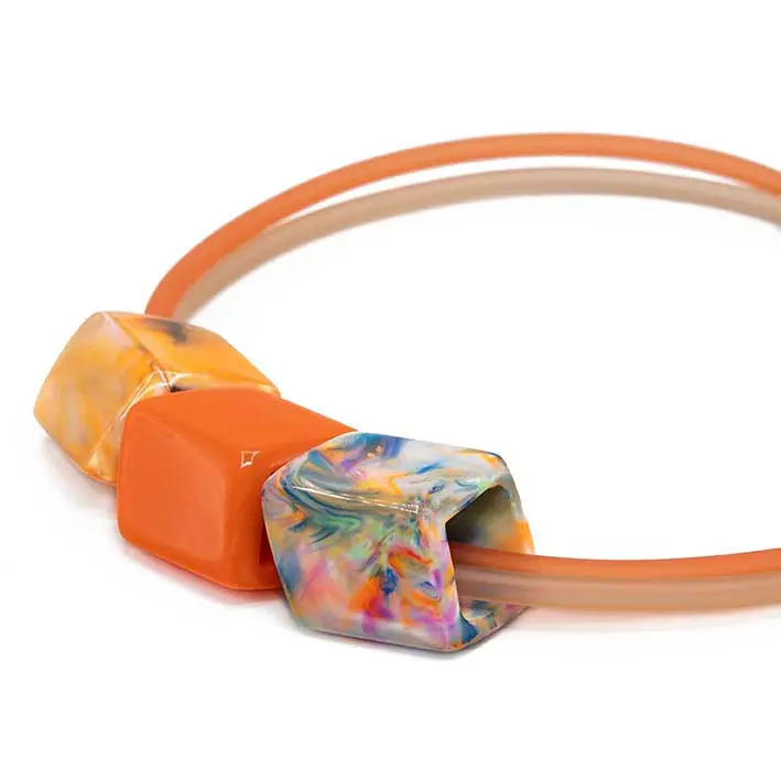 Exclusieve oranje ketting van rubber met 3 Cubes - Royal Dutch -