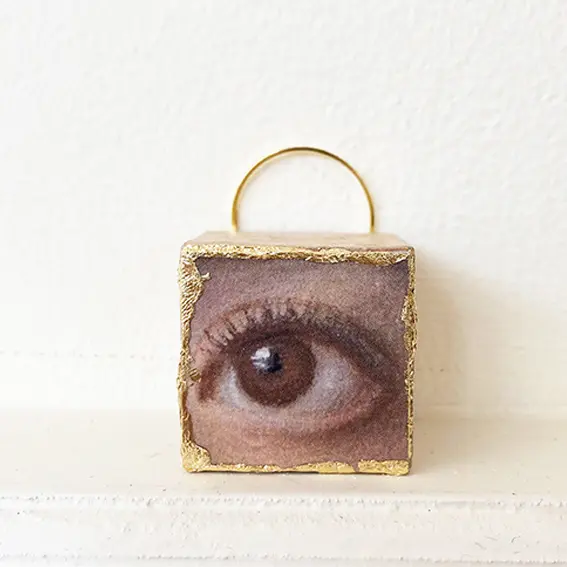 Eye 1 - vintage blokje met bladgoud
