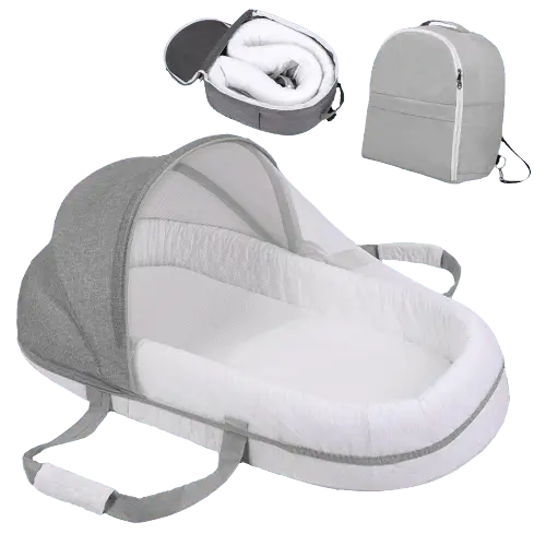 Faltbares & tragbares Babynest mit Moskitonetz – Schlafinsel Cosina