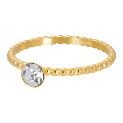 Fame ring  Ball Crystal stone Goud
